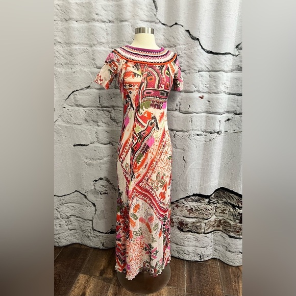 fuzzi Dresses & Skirts - FUZZI Designer Mesh 1960s Vibe Dress Zig Zag Boat Neck Embelishment Drama